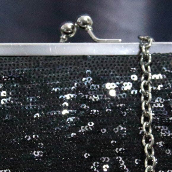 Black Sequin Small Clutch Bag - Picture 2 of 2